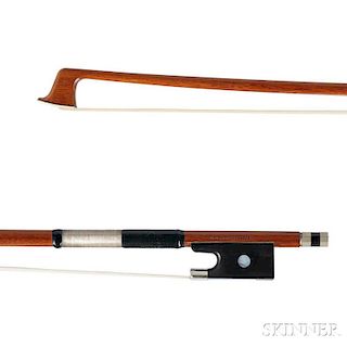 Nickel-mounted Violin Bow, the round stick stamped ALBERT NURNBERGER and GERMANY, weight 58 grams.