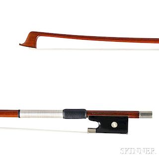 Nickel-mounted Violin Bow, the octagonal stick stamped G.A.PFRETZSCHNER and GERMANY, weight 59.4 grams.