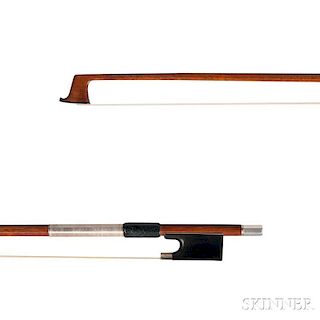 Silver-mounted Violin Bow, the octagonal stick stamped under frog J3, weight 58.6 grams.