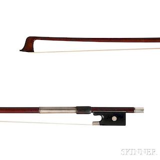 Silver-mounted Violin Bow, the round stick stamped F.N. VOIRIN A PARIS, weight 66 grams.