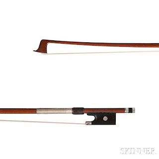 Silver-mounted Violin Bow, the octagonal stick stamped CRESCENDO, weight 57.4 grams.