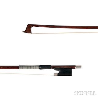 Silver-mounted Violin Bow, the octagonal stick stamped E.W.ZÖPHEL, weight 61.5 grams.