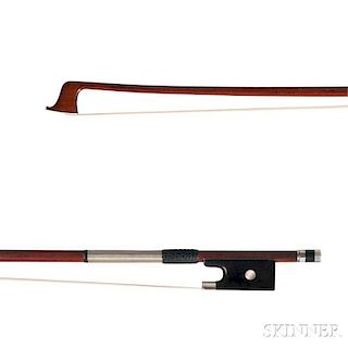Silver-mounted Violin Bow, the octagonal stick stamped A HERM MÖNNIG, weight 61.6 grams.