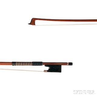 Gold-mounted Violin Bow, the octagonal stick unstamped, weight 51.7 grams.Insurance Appraisal: David Hawthorne, 2012.
