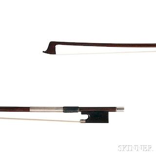 English Silver-mounted Violin Bow, W.E. Hill & Sons, London, 1937, the round stick stamped HILL, weight 59.4 grams.