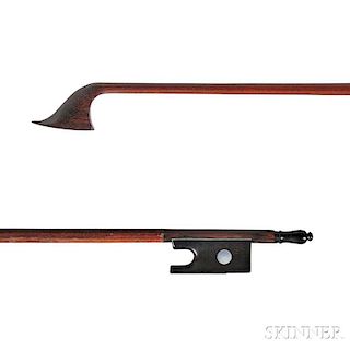 English Violin Bow, Early 19th Century, the octagonal stick unstamped, the frog stamped GILKES, weight 44.5 grams, (without h