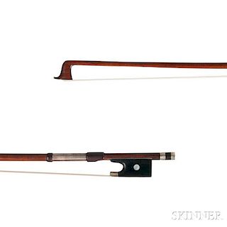 French Nickel-mounted Violin Bow, the round stick stamped E. SARTORY A PARIS, weight 60.9 grams.