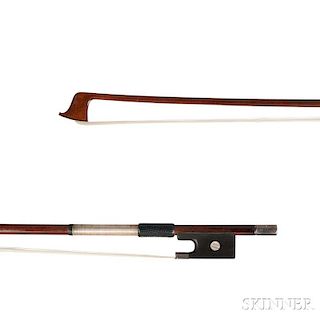 Silver-mounted Violin Bow, the round stick stamped JAS TUBBS, weight 58.5 grams.