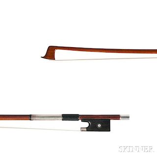 French Silver-mounted Violin Bow, André Georges Richaume, the round stick stamped A.RICHAUME A PARIS, weight 60.4 grams.