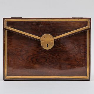 Directoire Style Brass-Mounted Mahogany Folio Form Traveling Desk