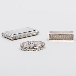 Group of Three Continental Silver Snuff Boxes