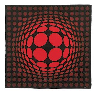 * Victor Vasarely, (French/Hungarian, 1908-1997), Sinlag Red and Green on Black together with Frank Gallo made original mold