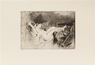 Jacques Villon, (French, 1875-1963), Minne etendue dans un rocking-chair, le repos, 1907