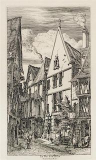* Various Artists, (19th Century), A group of architectural etchings consisting of Meryon Charles, La Rue des Toiles, Bourges