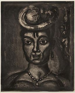 Georges Rouault, (French, 1871-1958), Femme affranchie, a quatorze heures, chante midi (pl. 17 from Miserere), 1923