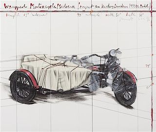 Christo and Jeanne-Claude, (Bulgarian/American, b. 1935), Wrapped Motorcycle/Sidecar, Project for Harley-Davidson 1933 VL Mod