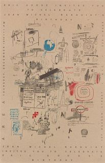 Jean-Michel Basquiat, (American, 1960-1988), Untitled (invitation to Eric Goode's birthday at Area), c. 1985