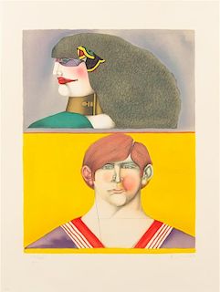 Richard Lindner, (German, 1901 - 1978), Untitled (Front and Profile), 1975