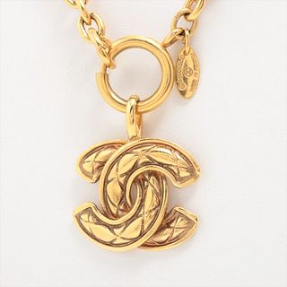 CHANEL COCO MARK MATELASSE GOLD PLATED NECKLACE