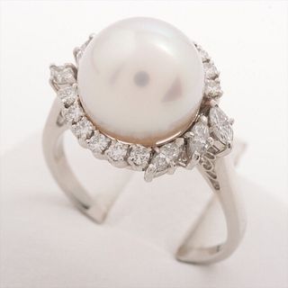 MIKIMOTO PEARL DIAMOND PLATINUM RING