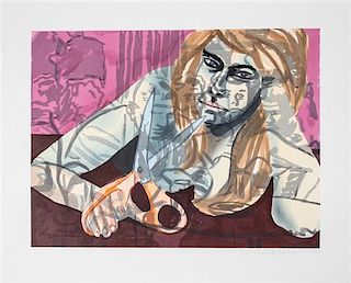 David Salle, (American, b. 1952), Portrait with Scissors and Nightclub, 1987