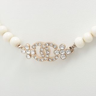 CHANEL COCO MARK GOLD PLATED RHINESTONE FAUX PEARL CHOKER NECKLACE