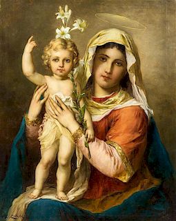 * Hans Zatzka, (Austrian, 1859-1945), Madonna and Child