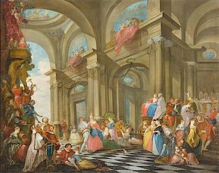 Attributed to Michel Barthelemy Ollivier, (French, 1712-1784), A Venetian Fete