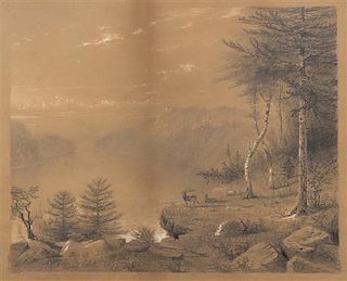 * Albert Bierstadt, (American, 1830 - 1902), Two Deer in Landscape