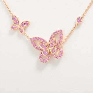 GRAFF DOUBLE BUTTERFLY SILHOUETTE PINK SAPPHIRE 18K ROSE GOLD NECKLACE