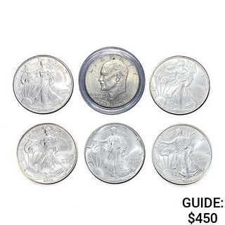 1976-2009 5-ASE, 1-Eisenhower Silver $1   