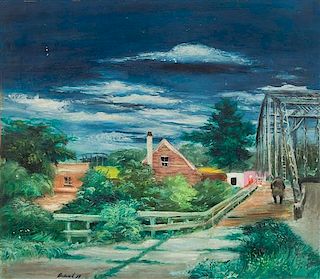 Aaron Bohrod, (American, 1907 - 1992), Crossing the Bridge, 1939