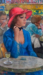 * Francois Gall, (French, 1912 - 1987), Le modele en bleu, au cafe du Moulin Rouge