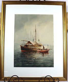 Framed Watercolor on paper signed Konstantinos Sofianopoulos  
