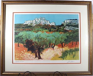 French Framed watercolor on paper signed lower right. 