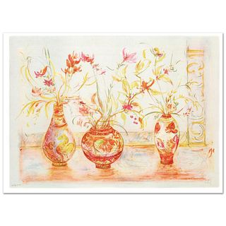 Chinese Vase Limited Edition Lithograph (42" x 29.5") by Edna Hibel (1917-2014), Numbered and Hand Signed with Certificate of Authenticity.