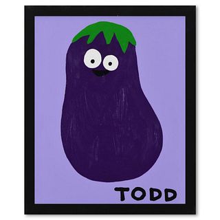Todd Goldman, "Eggplant" Framed Original Acrylic Painting on Canvas, Hand Signed with Letter of Authenticity.