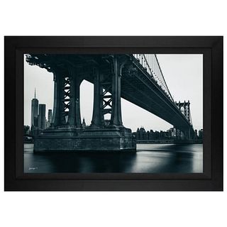 Jongas, "Manhattan Metallic" Framed Limited Edition on Canvas, Numbered and Hand Signed with Letter of Authenticity.