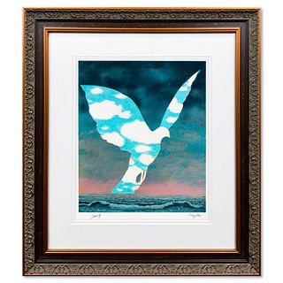 Rene Magritte (1898-1967), "La Grande Famille" Framed Limited Edition Lithograph with Certificate of Authenticity.