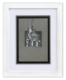 Mark Kostabi- Original Drawing on Paper "Out of the Box"