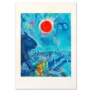 Marc Chagall (1887-1985), "The Sun Over Paris" Limited Edition Lithograph with Certificate of Authenticity.