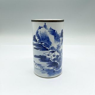 Antique Chinese Blue and White Porcelain Brush Pot