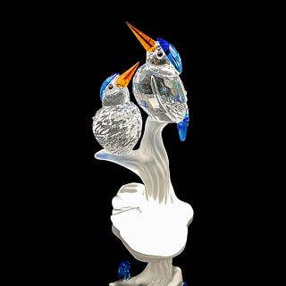 Swarovski Crystal Figurine, Malachite Kingfishers