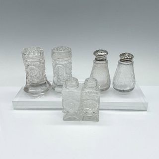 6pc Vintage Glass & Crystal Salt & Pepper Shakers