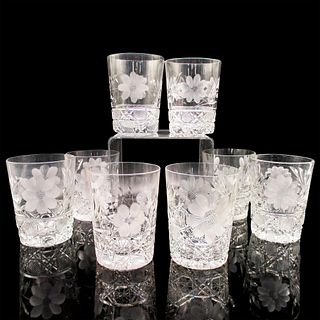 8pc Vintage Crystal Etched Whiskey Glasses