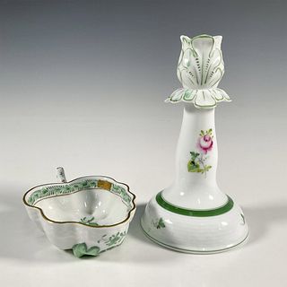 2pc Herend Porcelain Candlestick Holder and Bowl