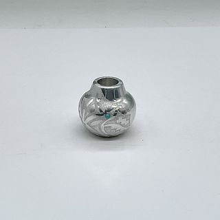 Ortiz Stainless Steel and Turquoise Candleholder