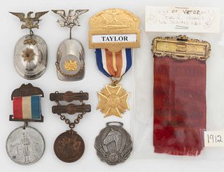 ASSORTED MILITARY RELATED MEDALS AND OTHER ARTICLES, LOT OF SEVEN