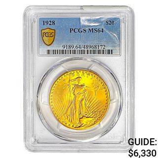 1928 $20 Gold Double Eagle PCGS MS64