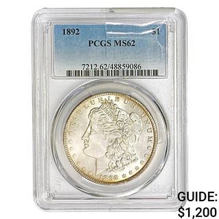 1892 Morgan Silver Dollar PCGS MS62